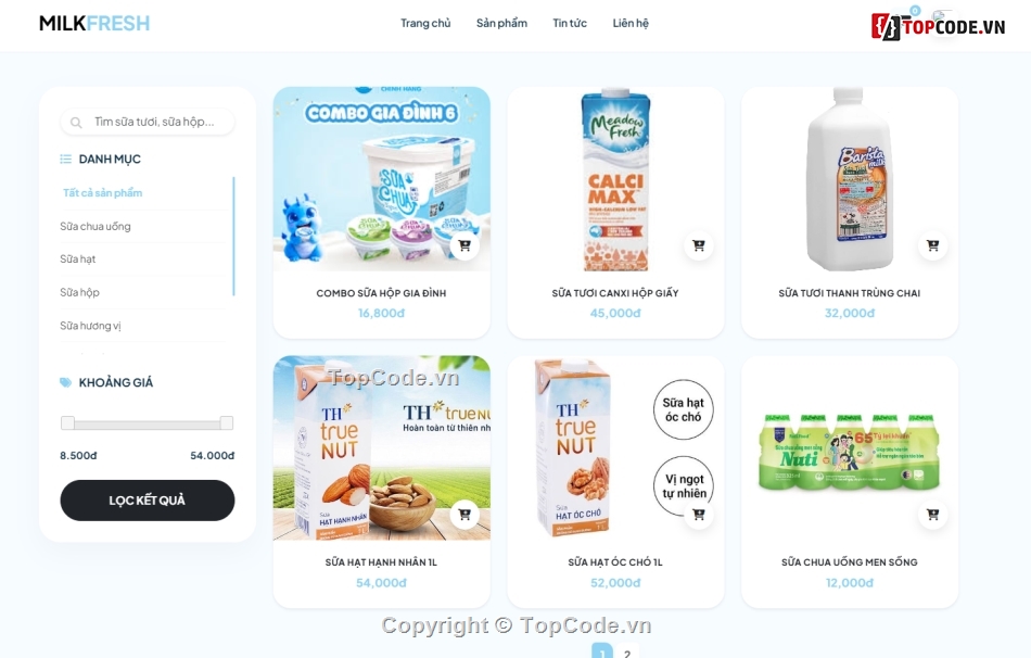 website,web bán sữa,bán website